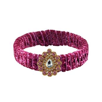 Pink Stone Brass Bangle 1
