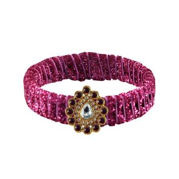 Pink Stone Brass Bangle 1