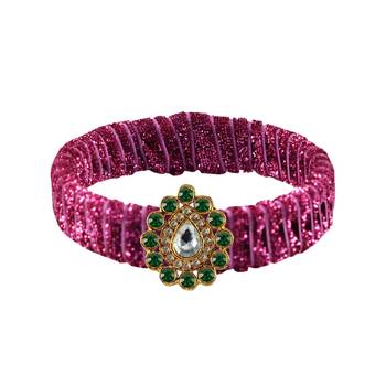 Pink Stone Brass Bangle 1
