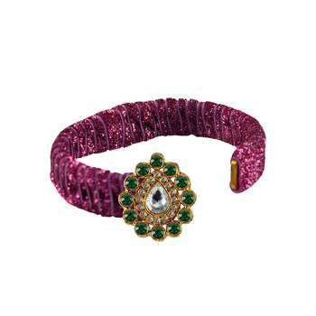 Pink Stone Brass Bangle 2