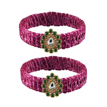 Pink Stone Brass Bangle 1