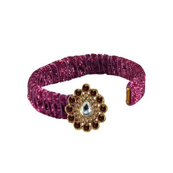 Pink Stone Brass Bangle 2