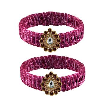 Pink Stone Brass Bangle 1