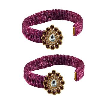 Pink Stone Brass Bangle 2