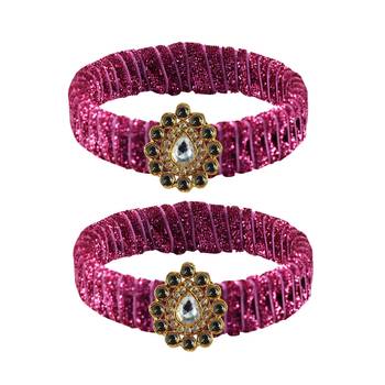 Pink Stone Brass Bangle 1