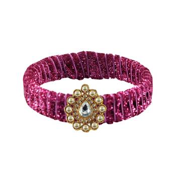 Pink Stone Brass Bangle 1