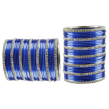 Light Blue  Stone Brass Bangle 2