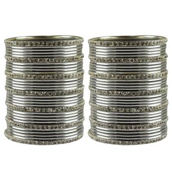 Silver Stone Brass Bangle 1