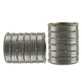 Silver Stone Brass Bangle 2