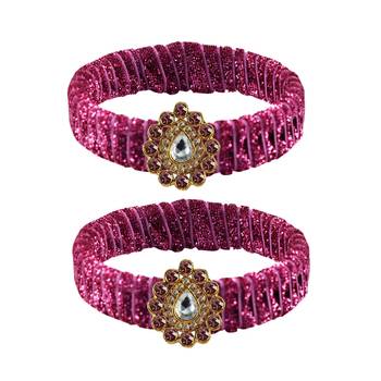 Pink Stone Brass Bangle 1