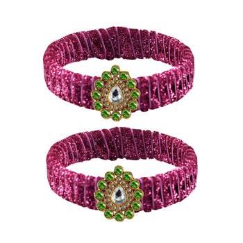 Pink Stone Brass Bangle 1
