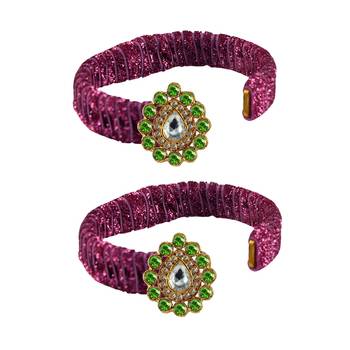 Pink Stone Brass Bangle 2