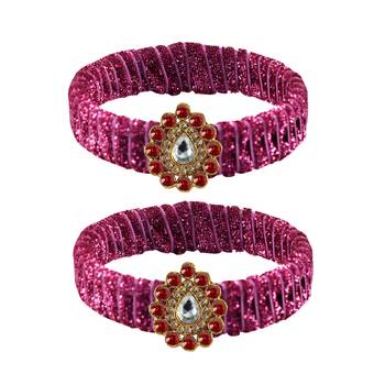 Pink Stone Brass Bangle 1