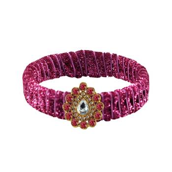 Pink Stone Brass Bangle 1