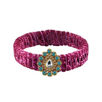 Pink Stone Brass Bangle 1