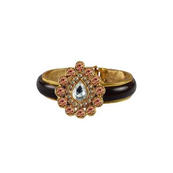 Maroon Stone Acrylic-Brass Bangle 1