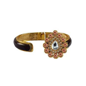 Maroon Stone Acrylic-Brass Bangle 2