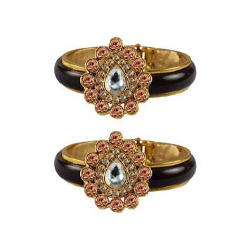 Maroon Stone Acrylic-Brass Bangle 1