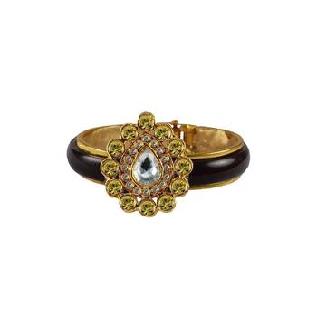 Maroon Stone Acrylic-Brass Bangle 1
