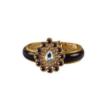 Maroon Stone Acrylic-Brass Bangle 1