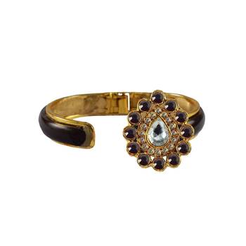 Maroon Stone Acrylic-Brass Bangle 2