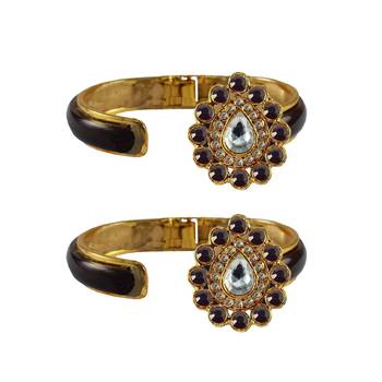 Maroon Stone Acrylic-Brass Bangle 2