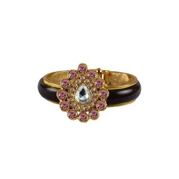 Maroon Stone Acrylic-Brass Bangle 1