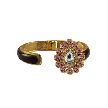 Maroon Stone Acrylic-Brass Bangle 2