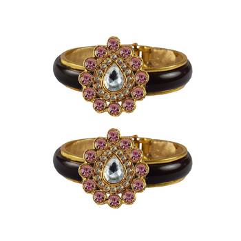 Maroon Stone Acrylic-Brass Bangle 1