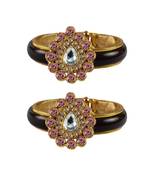 Maroon Stone Acrylic-Brass Bangle