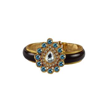 Maroon Stone Acrylic-Brass Bangle 1