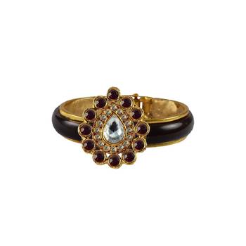 Maroon Stone Acrylic-Brass Bangle 1