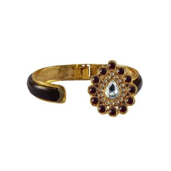 Maroon Stone Acrylic-Brass Bangle 2