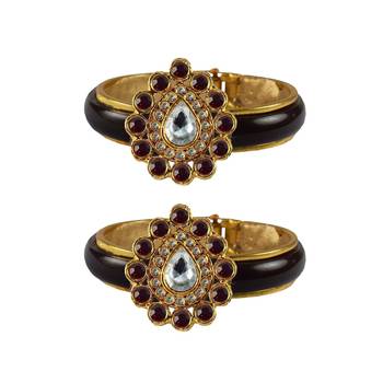 Maroon Stone Acrylic-Brass Bangle 1