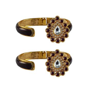 Maroon Stone Acrylic-Brass Bangle 2