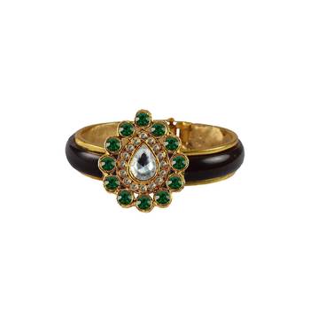 Maroon Stone Acrylic-Brass Bangle 1