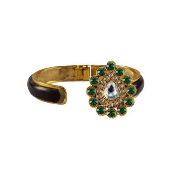 Maroon Stone Acrylic-Brass Bangle 2