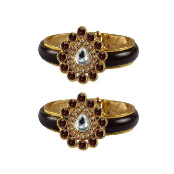 Maroon Stone Acrylic-Brass Bangle 1