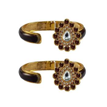 Maroon Stone Acrylic-Brass Bangle 2