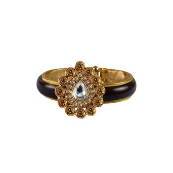 Maroon Stone Acrylic-Brass Bangle 1