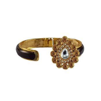 Maroon Stone Acrylic-Brass Bangle 2