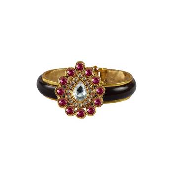 Maroon Stone Acrylic-Brass Bangle 1