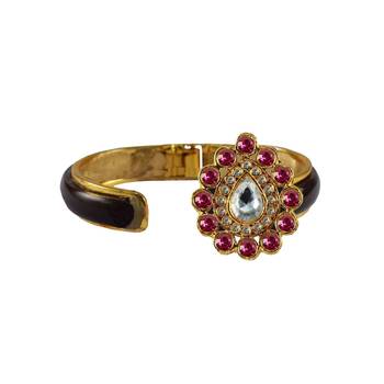 Maroon Stone Acrylic-Brass Bangle 2