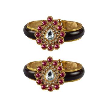 Maroon Stone Acrylic-Brass Bangle 1