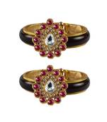 Maroon Stone Acrylic-Brass Bangle