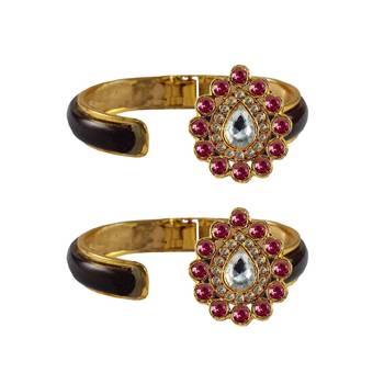 Maroon Stone Acrylic-Brass Bangle 2