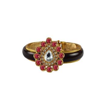 Maroon Stone Acrylic-Brass Bangle 1