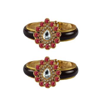 Maroon Stone Acrylic-Brass Bangle 1