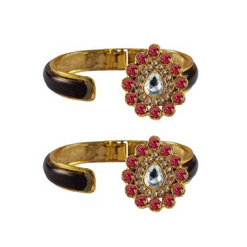 Maroon Stone Acrylic-Brass Bangle 2