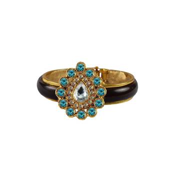 Maroon Stone Acrylic-Brass Bangle 1